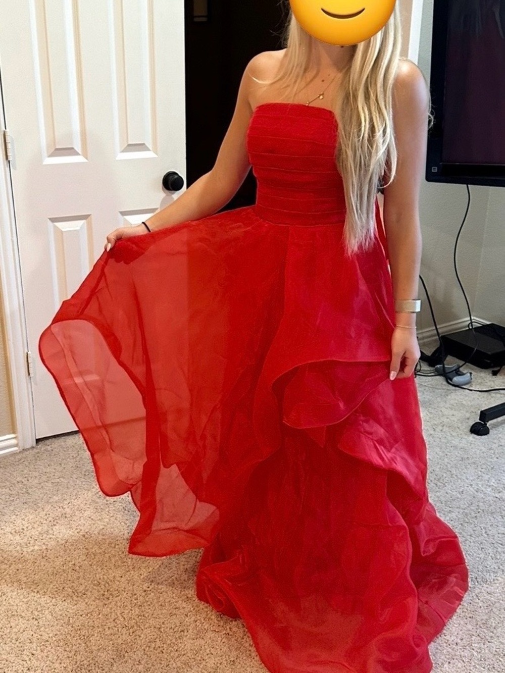Strapless Red Formal Gown